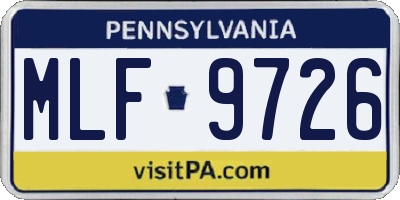 PA license plate MLF9726