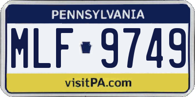 PA license plate MLF9749