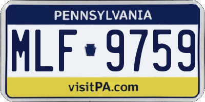 PA license plate MLF9759