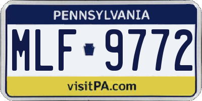 PA license plate MLF9772