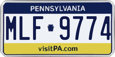 PA license plate MLF9774