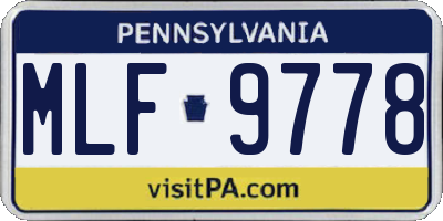 PA license plate MLF9778