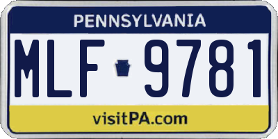 PA license plate MLF9781
