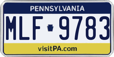 PA license plate MLF9783