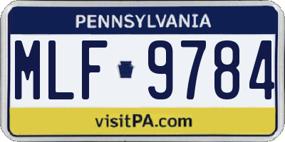 PA license plate MLF9784