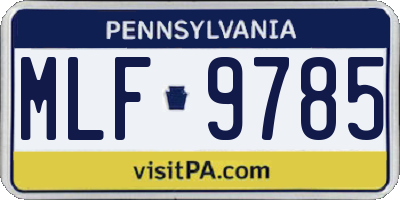 PA license plate MLF9785