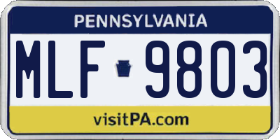 PA license plate MLF9803