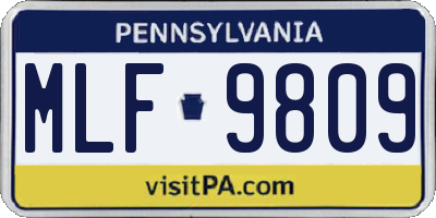 PA license plate MLF9809