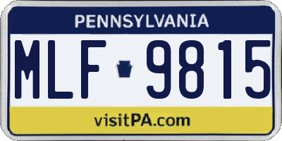 PA license plate MLF9815