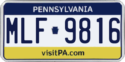 PA license plate MLF9816