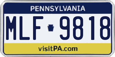 PA license plate MLF9818