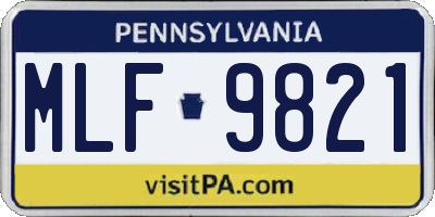 PA license plate MLF9821