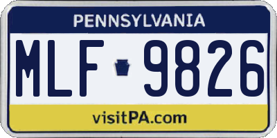 PA license plate MLF9826