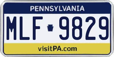 PA license plate MLF9829
