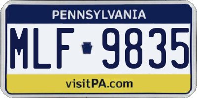 PA license plate MLF9835