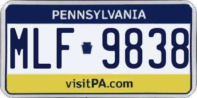 PA license plate MLF9838