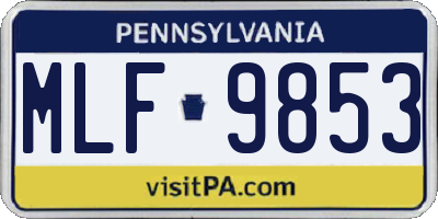 PA license plate MLF9853