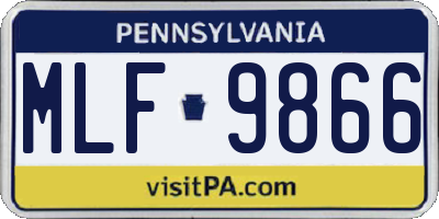 PA license plate MLF9866