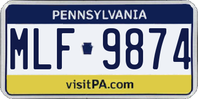 PA license plate MLF9874