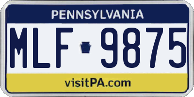 PA license plate MLF9875