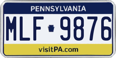 PA license plate MLF9876
