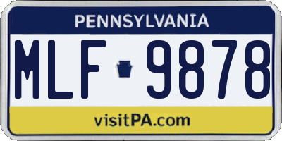 PA license plate MLF9878