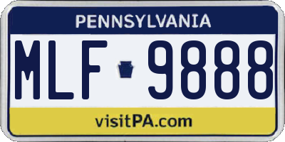 PA license plate MLF9888