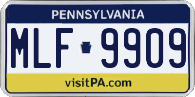 PA license plate MLF9909