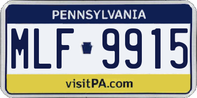 PA license plate MLF9915