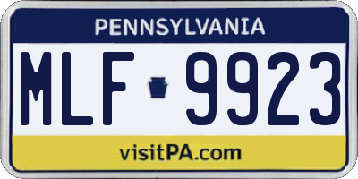 PA license plate MLF9923