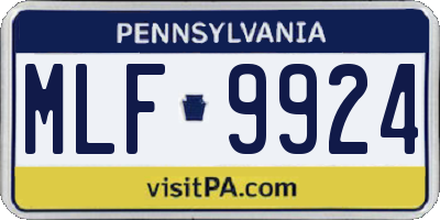 PA license plate MLF9924