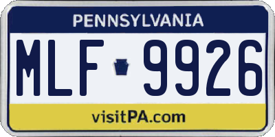 PA license plate MLF9926