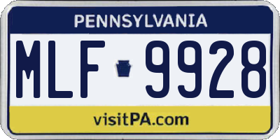 PA license plate MLF9928
