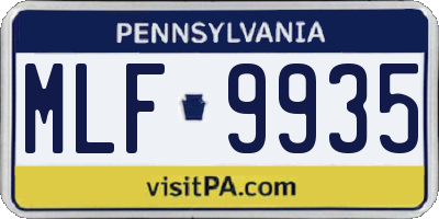PA license plate MLF9935