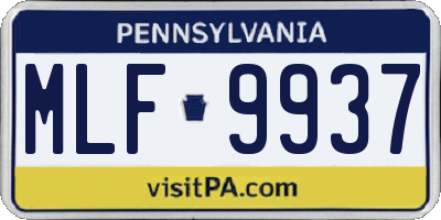 PA license plate MLF9937