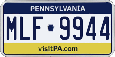 PA license plate MLF9944
