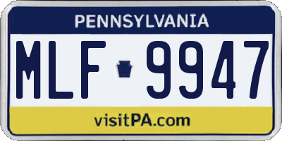 PA license plate MLF9947
