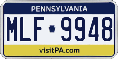 PA license plate MLF9948