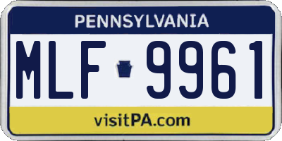 PA license plate MLF9961