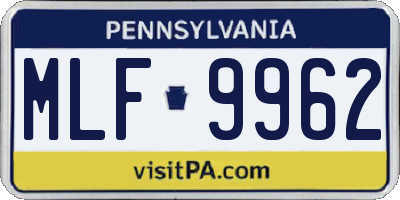 PA license plate MLF9962