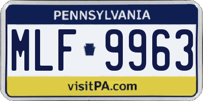 PA license plate MLF9963