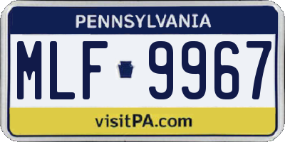 PA license plate MLF9967