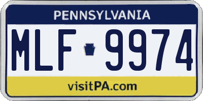 PA license plate MLF9974