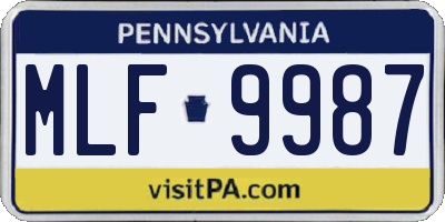 PA license plate MLF9987