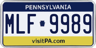 PA license plate MLF9989