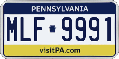 PA license plate MLF9991