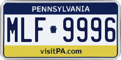 PA license plate MLF9996