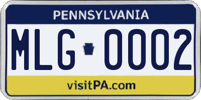 PA license plate MLG0002