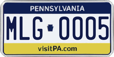 PA license plate MLG0005