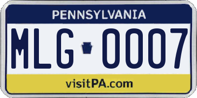 PA license plate MLG0007